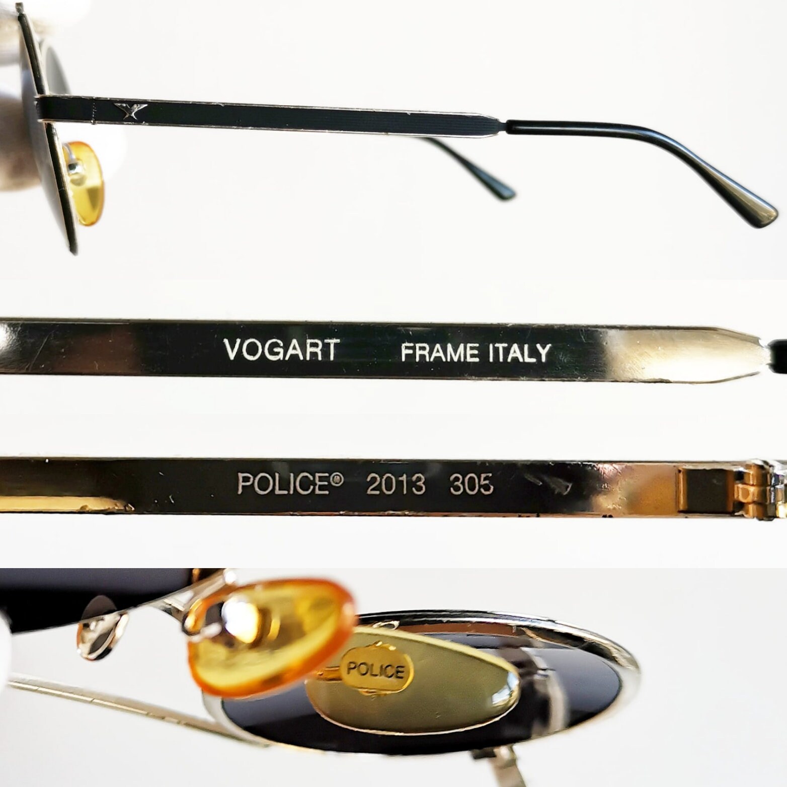 VOGART by POLICE Vintage Col.303 Italy Gold/Black Sunglasses  LT Police Vogart Vintage Sunglasses Mod 3523 Police Round  main image 3