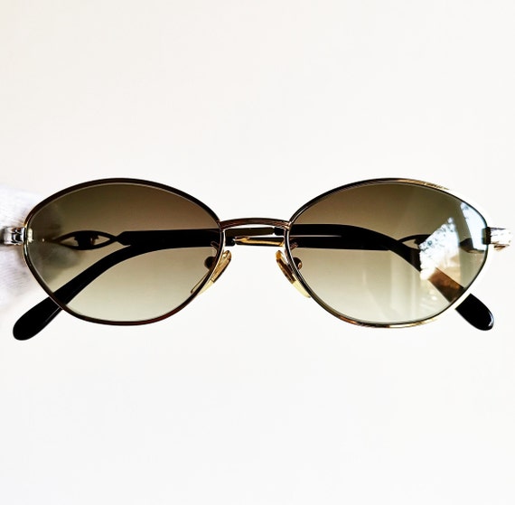 VERSACE small vintage sunglasses rare oval silver… - image 2