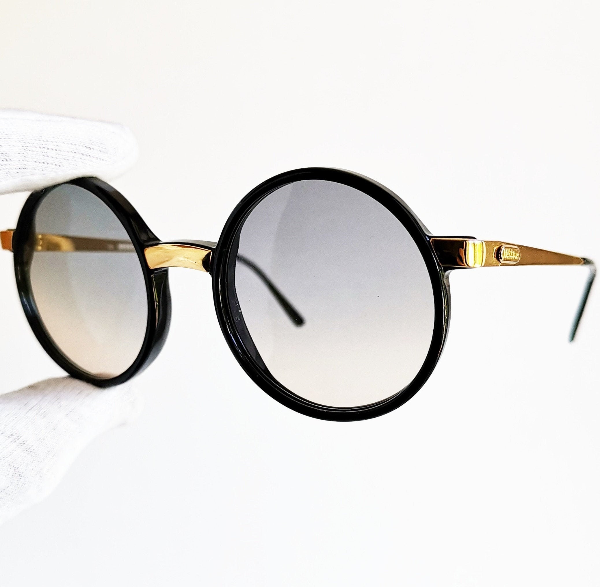 MISSONI Round Sunglasses Vintage Black Gold M801 Frame Light  display picture 3