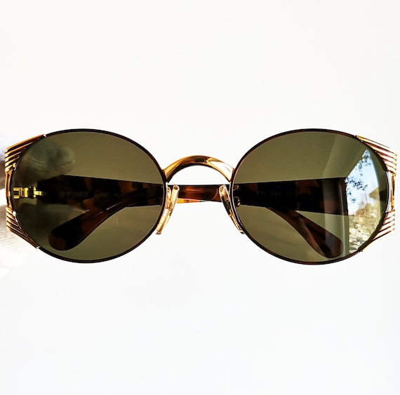 FENDI vintage sunglasses oval round gold tortoise bro… - Gem display picture 3