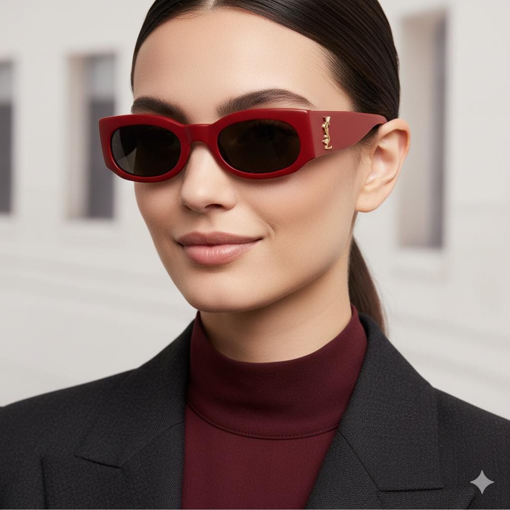 YSL ゴールド&amp;レッド　眼鏡 Yves Saint Laurent（イヴ・サンローラン） メガネ 眼鏡 リムレス