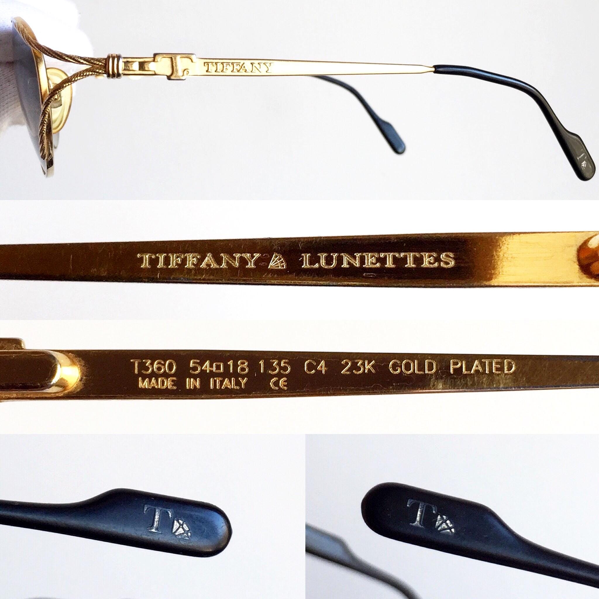 TIFFANY 23K Gold Plated Vintage Sunglasses Aviator Frame Oval T360
