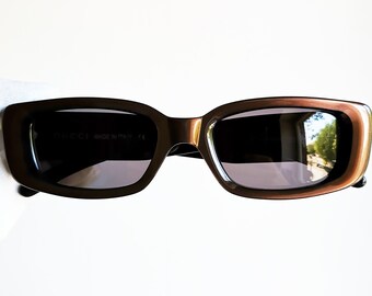 GUCCI Vintage Sunglasses Red Burgundy Silver GG Logo GG2409/S Oval