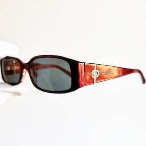 BVIGARI vintage Sonnenbrille selten oval rot rechteckig small 4012-B strass Migos Rihanna winzige Fassung NEU 90er Jahre