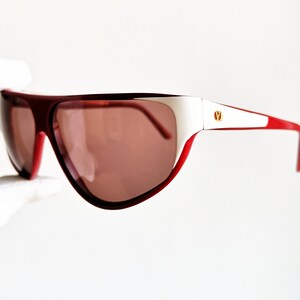 VALENTINO vintage sunglasses rare mask wrap oversize red white 528 frame made in Italy oval  flat top Rihanna Lady Gaga new NOS VLTN