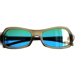 PRADA vintage sunglasses clear gray oval squared SPR06A frame 90s y2k Migos designer Rihanna Lady Gaga Bella Hadid new flat green blue lens