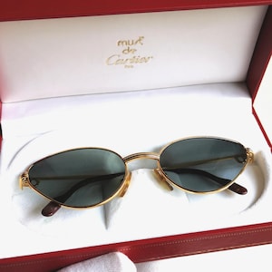 CARTIER Rivoli Gold filled 1880 überzogene Sonnenbrille Weinlese-neue graue Kristalllinse oval 56-19 die Rahmenbrille MUST de Rahmen 80er Jahre Migos 2Chainz Bella Hadid