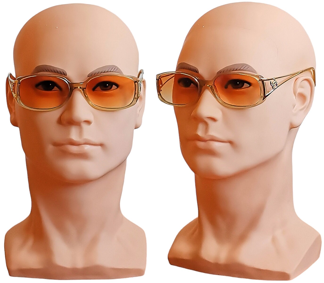 CHANEL Vintage Sunglasses Gold Oval Square Rhinestone Frame 