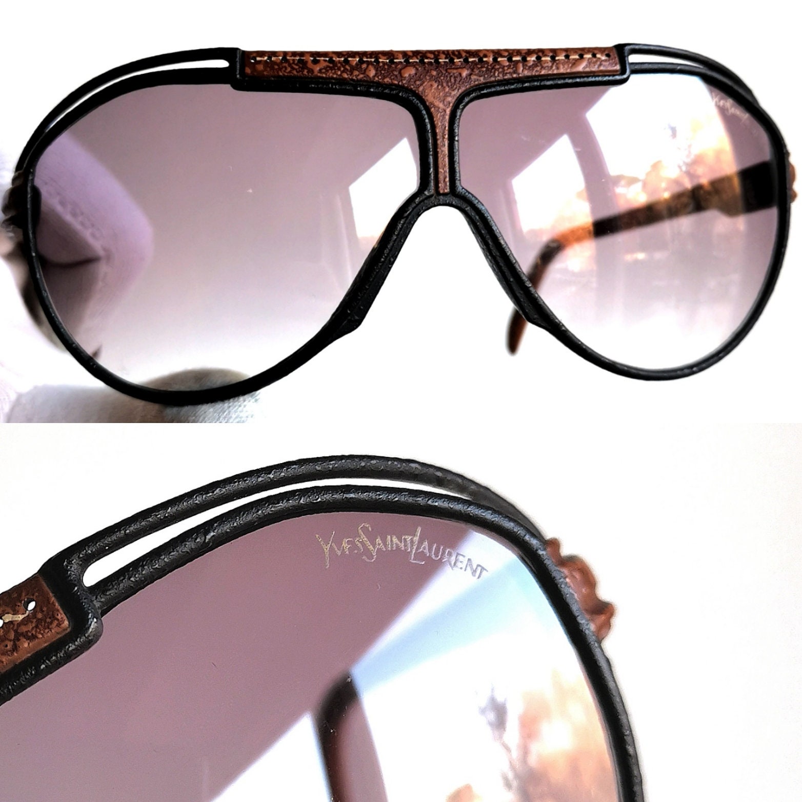 YVES SAINT LAURENT Aviator Sunglasses Vintage Ysl 8359 Black 