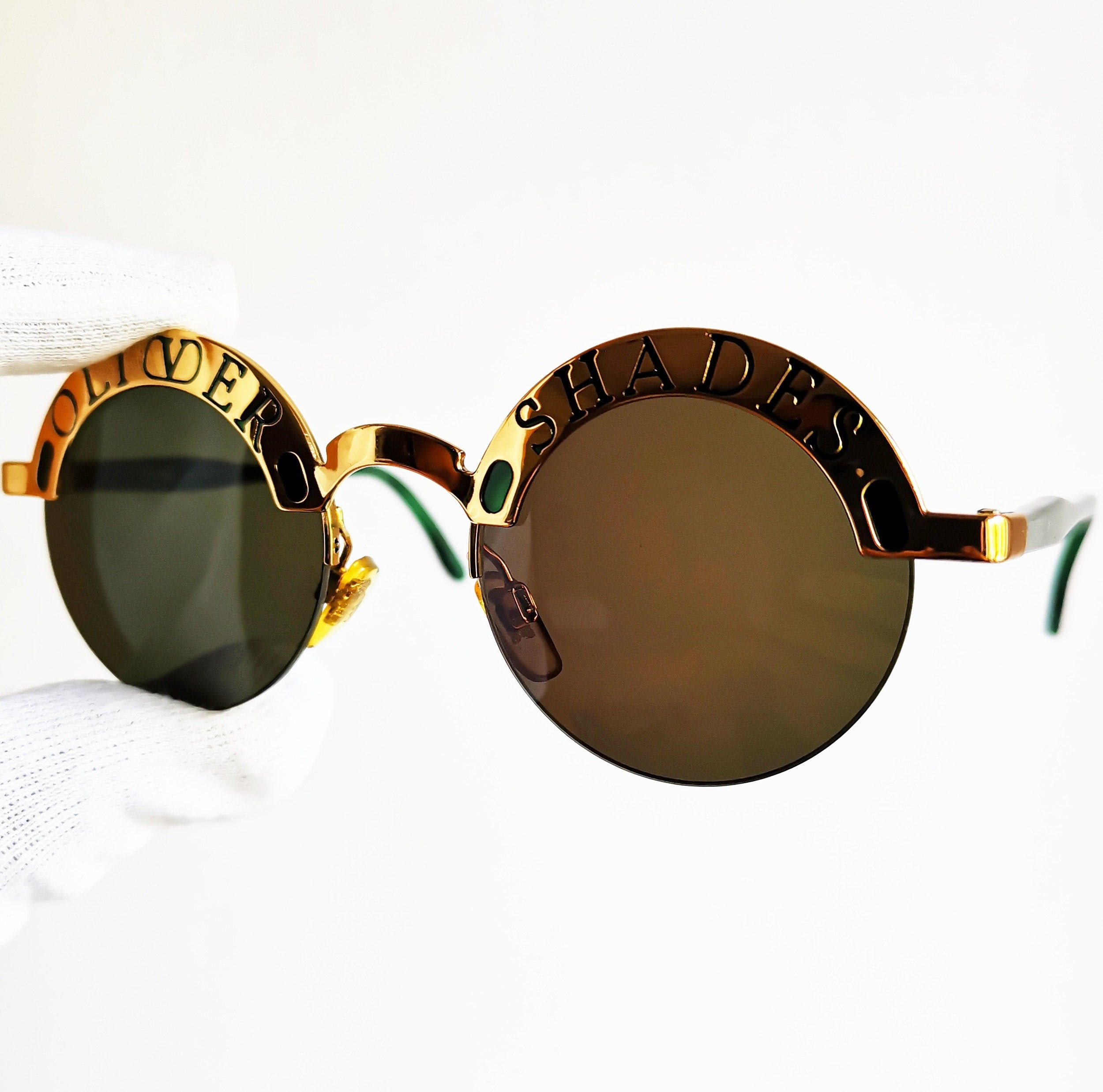 Valentino OLIVER SHADES Vintage Sunglasses Gold Green Round - Etsy