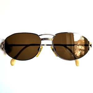 MORGAN gold silver vintage sunglasses oval square tear drop shape aviator santos tank frame new brown & clear lens double bridge eagle pilot