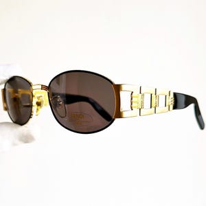 FENDI vintage sunglasses rare oval gold black square ring temple steampunk SL 7070 frame Tupac Biggie 90s new NOS Quavo Huncho 2Chainz Migos