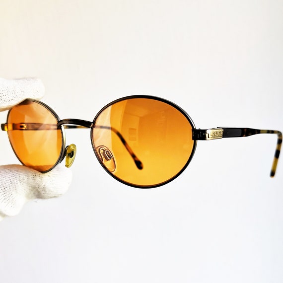 VERSACE vintage sunglasses rare oval silver torto… - image 1