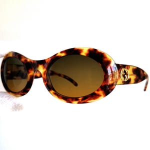 GUCCI Vintage Sonnenbrille Viereck Gold Tortoise braun Designer Brille GG2407/S 2Chainz Migos Rihanna 90s y2k new green orange glass