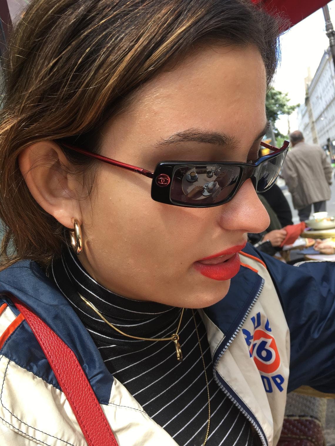 CHANEL Vintage Sunglasses Rare Oval Rectangular Black Small