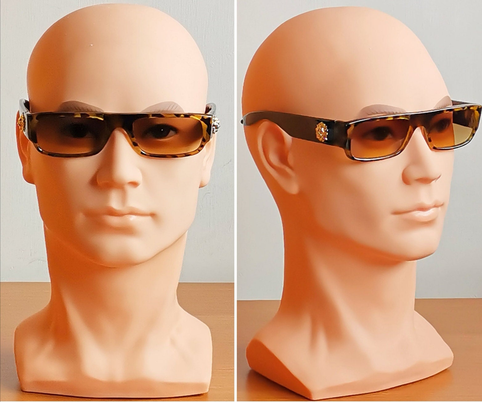 VERSACE Vintage Sunglasses Rare Black Gold Lion Head Square Frame Gianni VERSUS E02 Rectangular 90s Brown Yellow Lens Migos Rihanna 2chainz Etsy UK