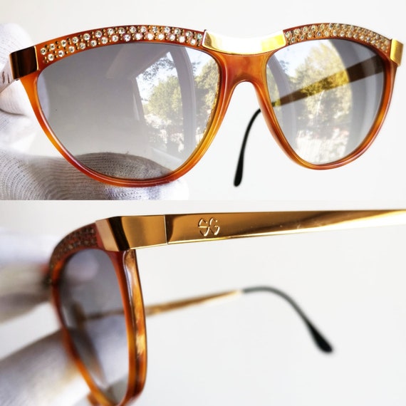 SANDRA GRUBER vintage sunglasses rare oval gold w… - image 2