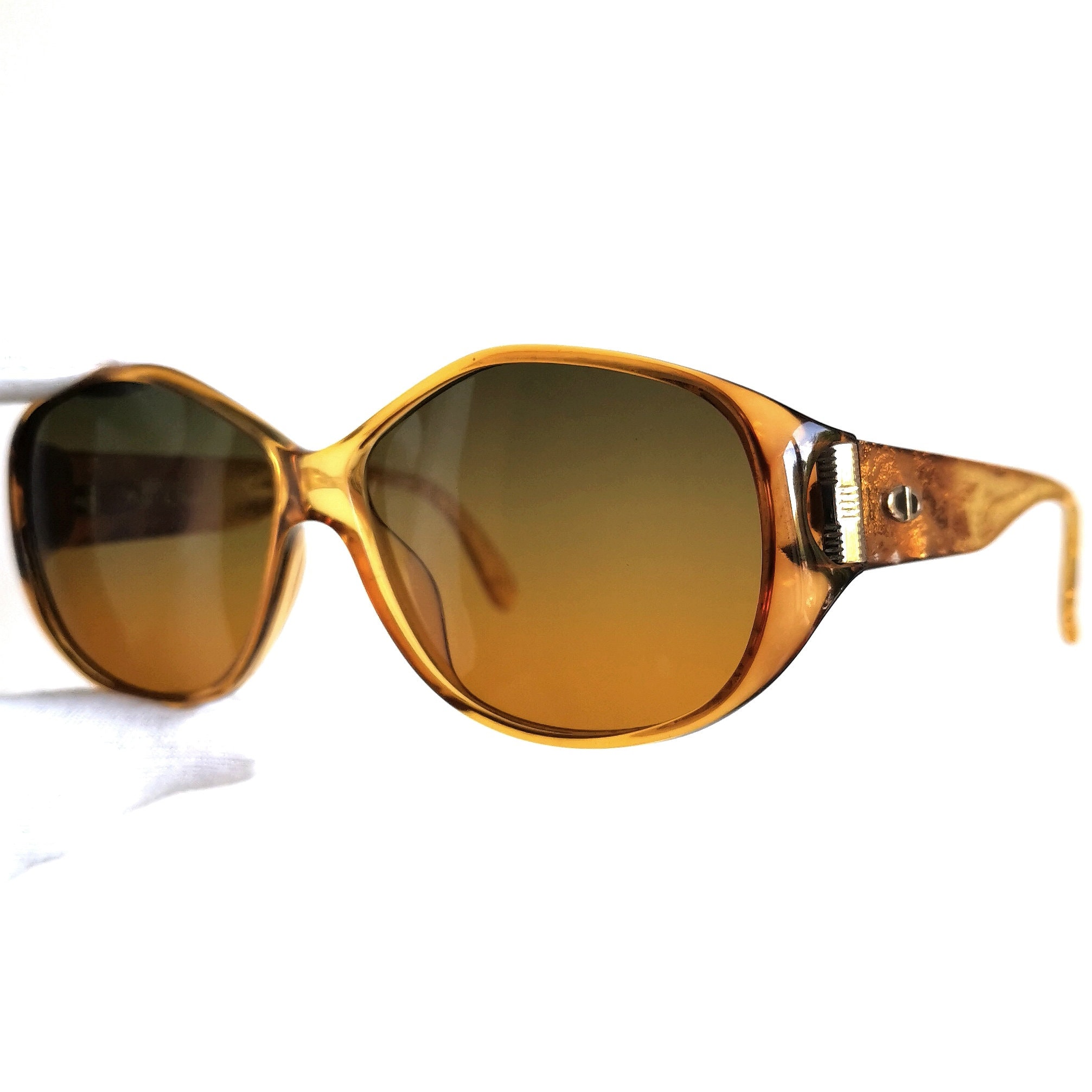 美品✨Christian Dior Logo Gold Sunglasses DIOR Vintage Sunglasses Orange Yellow Gold Christian 2491