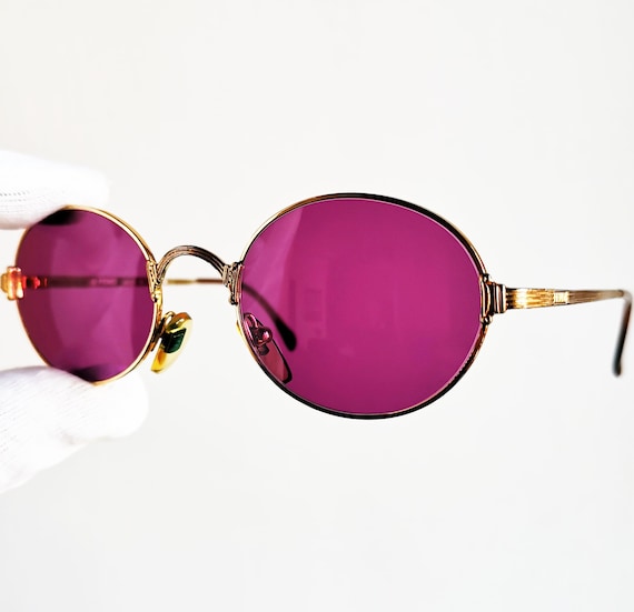 FENDI vintage sunglasses rare oval gold round ste… - image 2