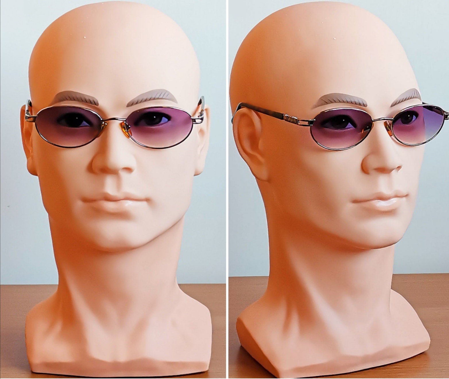 MOSCHINO Small Vintage Sunglasses Oval Purple Lens M3068-V  display picture 2