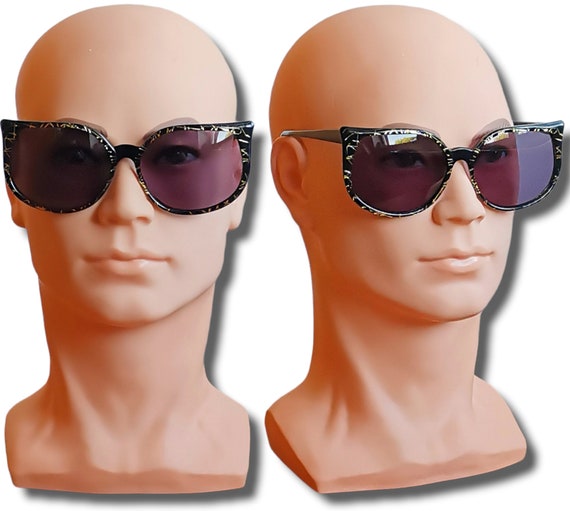 Black gold vintage sunglasses cateye rare catwoman SI… Gem