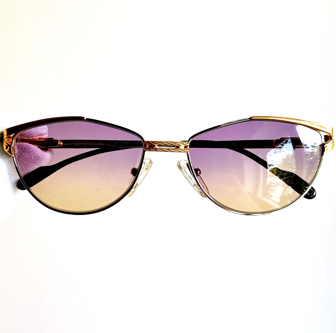 Occhiali da sole vintage TIFFANY placcati oro 23K, ovali, T337