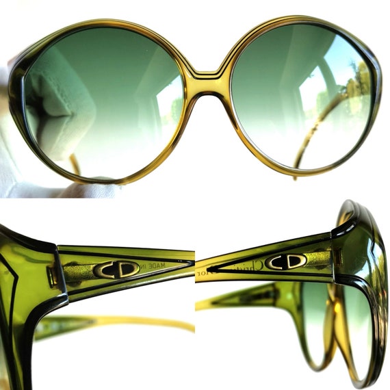 DIOR vintage sunglasses green yellow rare oversiz… - image 2