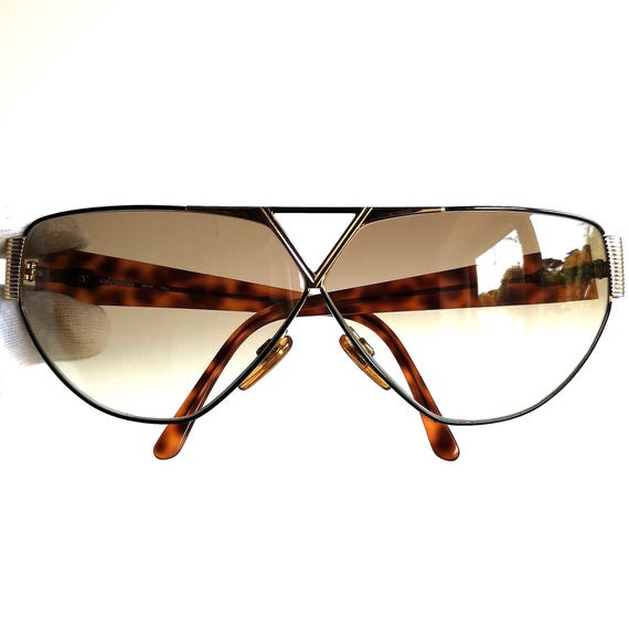 VALENTINO Vintage Sunglasses Gold Tortoise Brown Aviator  display picture 2