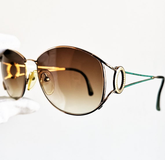 DIOR vintage sunglasses rare oval gold green 2857… - image 1