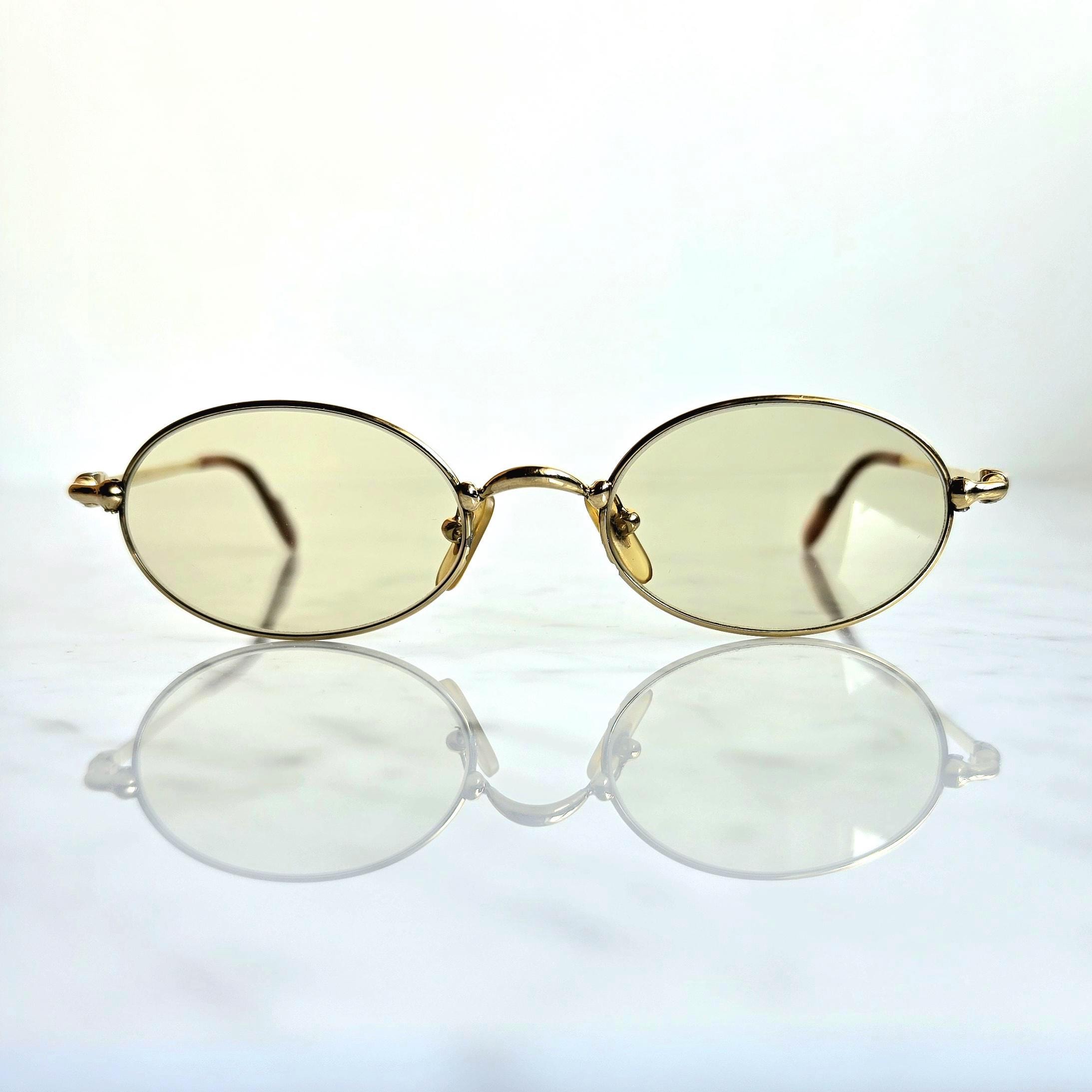 CARTIER Sunglasses Gold Filao Brown Small Vintage New Photochromic