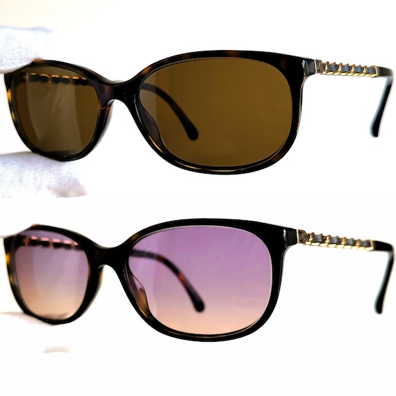 Buy CHANEL Vintage Sunglasses Rare Small Tiny Gold Chain Oval