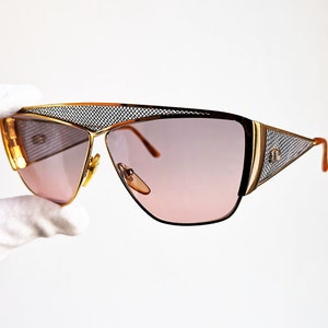 VALENTINO vintage sunglasses gold silver grid grills rare 325 square aviator mask frame purple pink lens VLTN Migos designer Rihanna new NOS