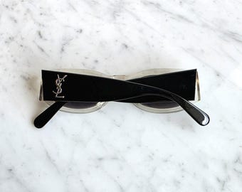 YVES SAINT LAURENT Vintage Sunglasses Ysl Black Silver Clear 6545