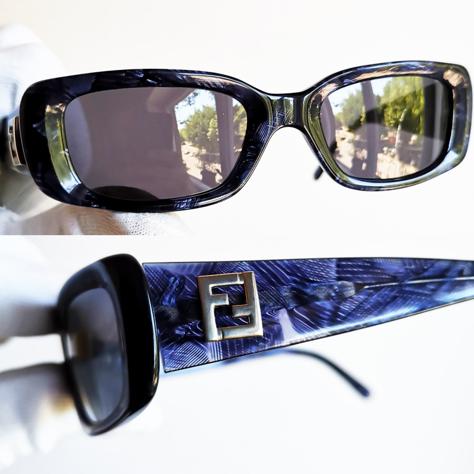 Vintage Fendi Classic Blue Women’s Sunglasses - Sleek Rectangular Frame NICE Vintage Fendi FS 102 Sunglasses FRAMES 55[]18-135 Green  main image 2