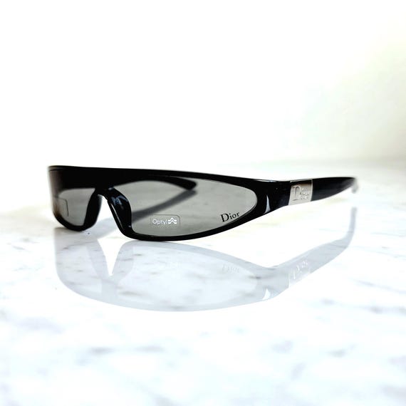 DIOR Vintage Sunglasses Black Silver Small Oval Christian Latest