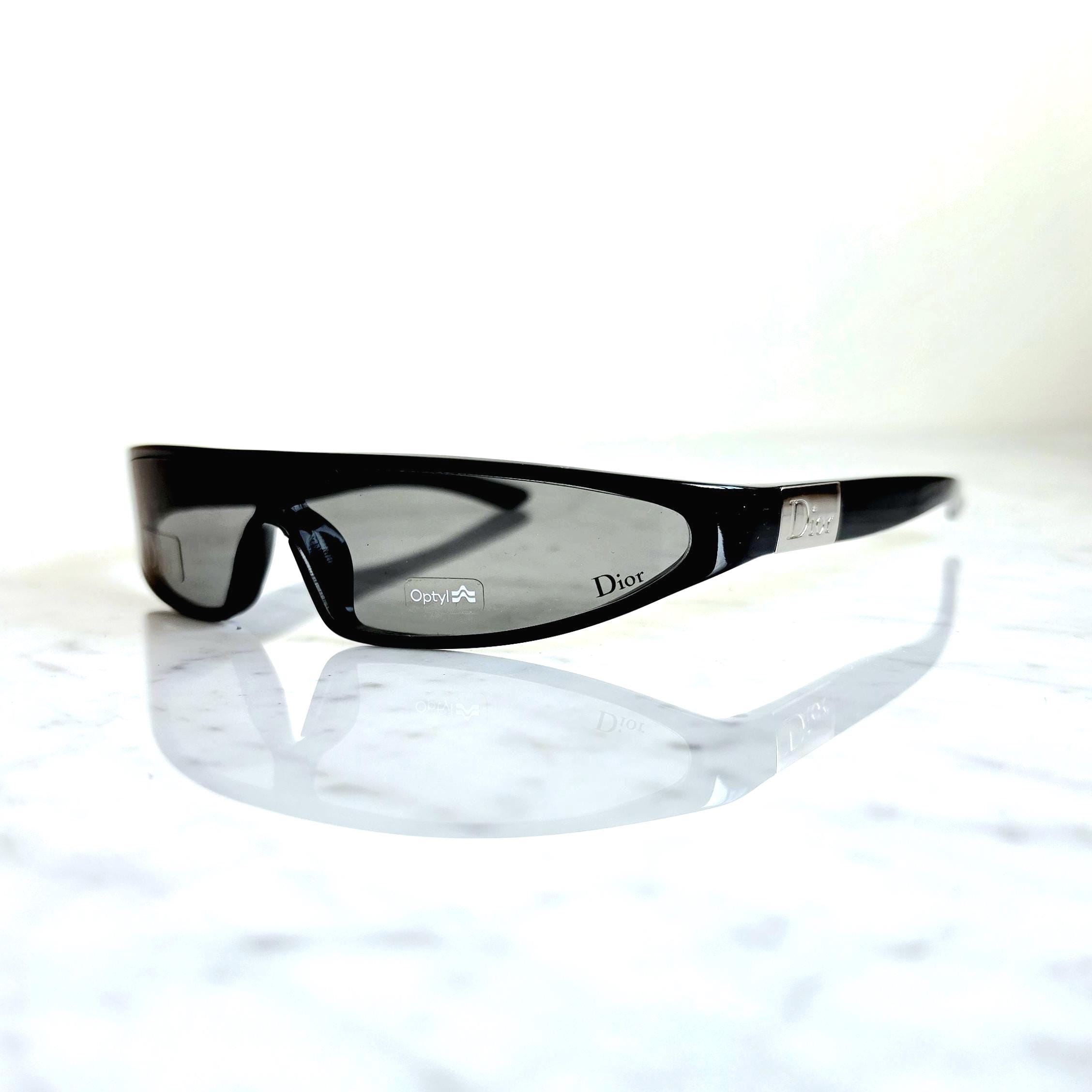 DIOR Vintage Sunglasses Black Silver Small Oval Christian Latest