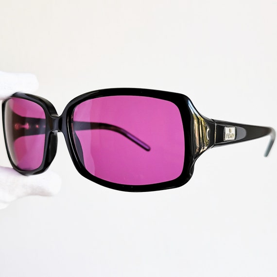 FENDI vintage sunglasses rare black silver oval w… - image 1