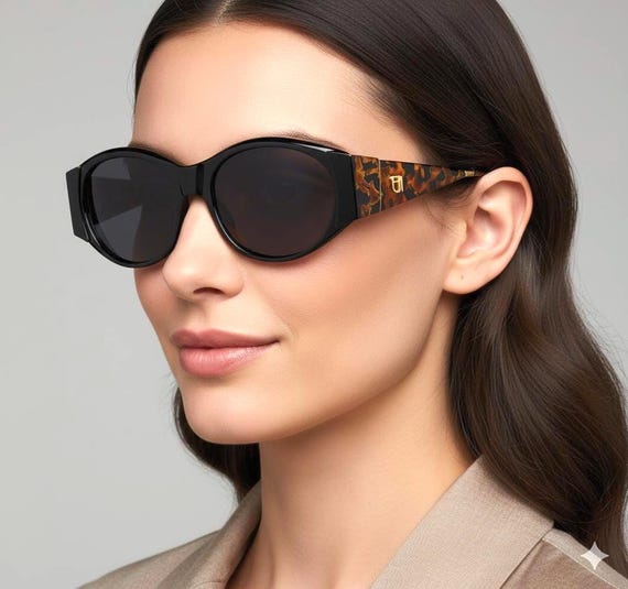 EMMANUELLE KHANH Vintage Sunglasses Animalier Black Brown  display picture 2