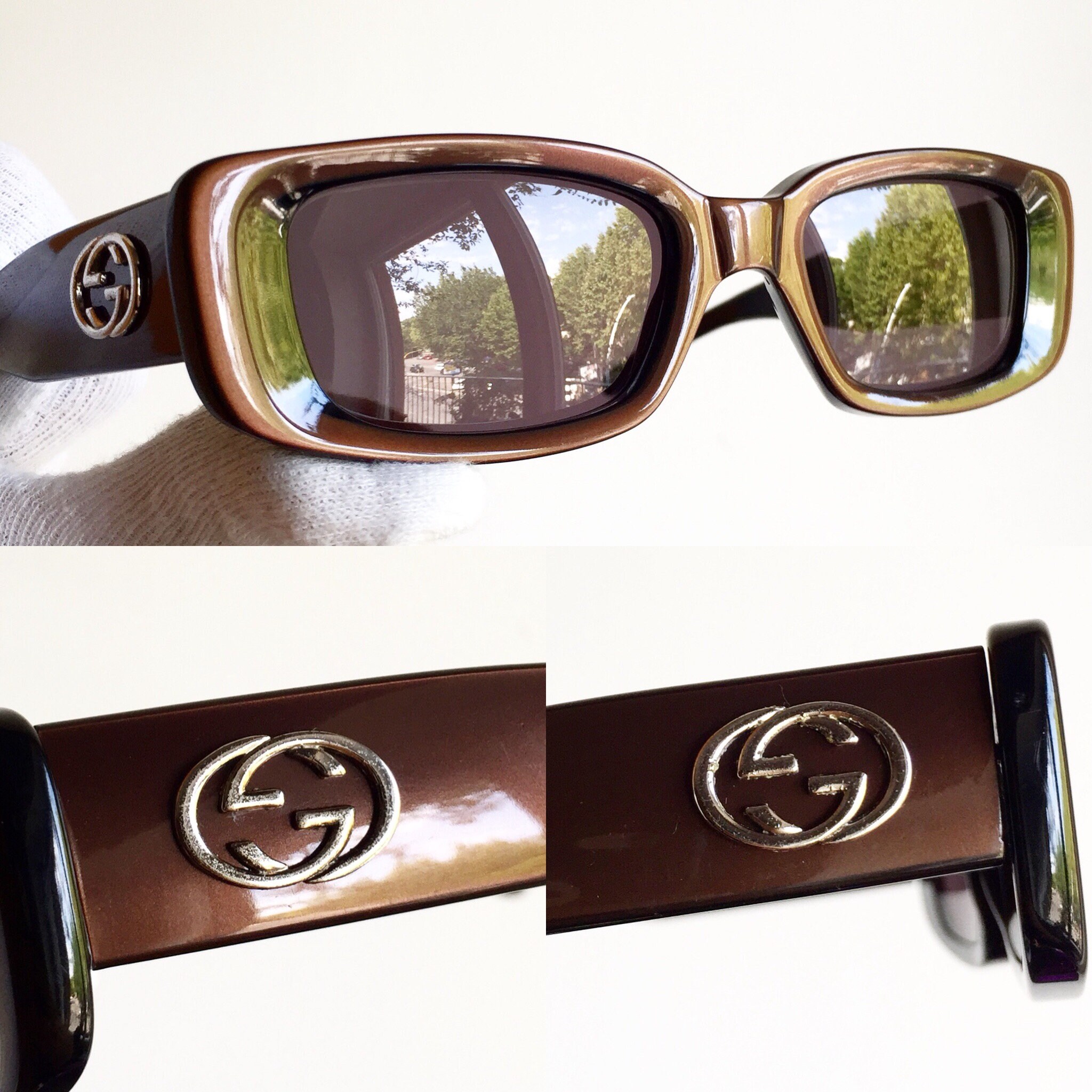 GUCCI Vintage Sunglasses Rare Red Silver Made in Italy GUCCI Vintage Sunglasses Rare Red Silver Made in Italy