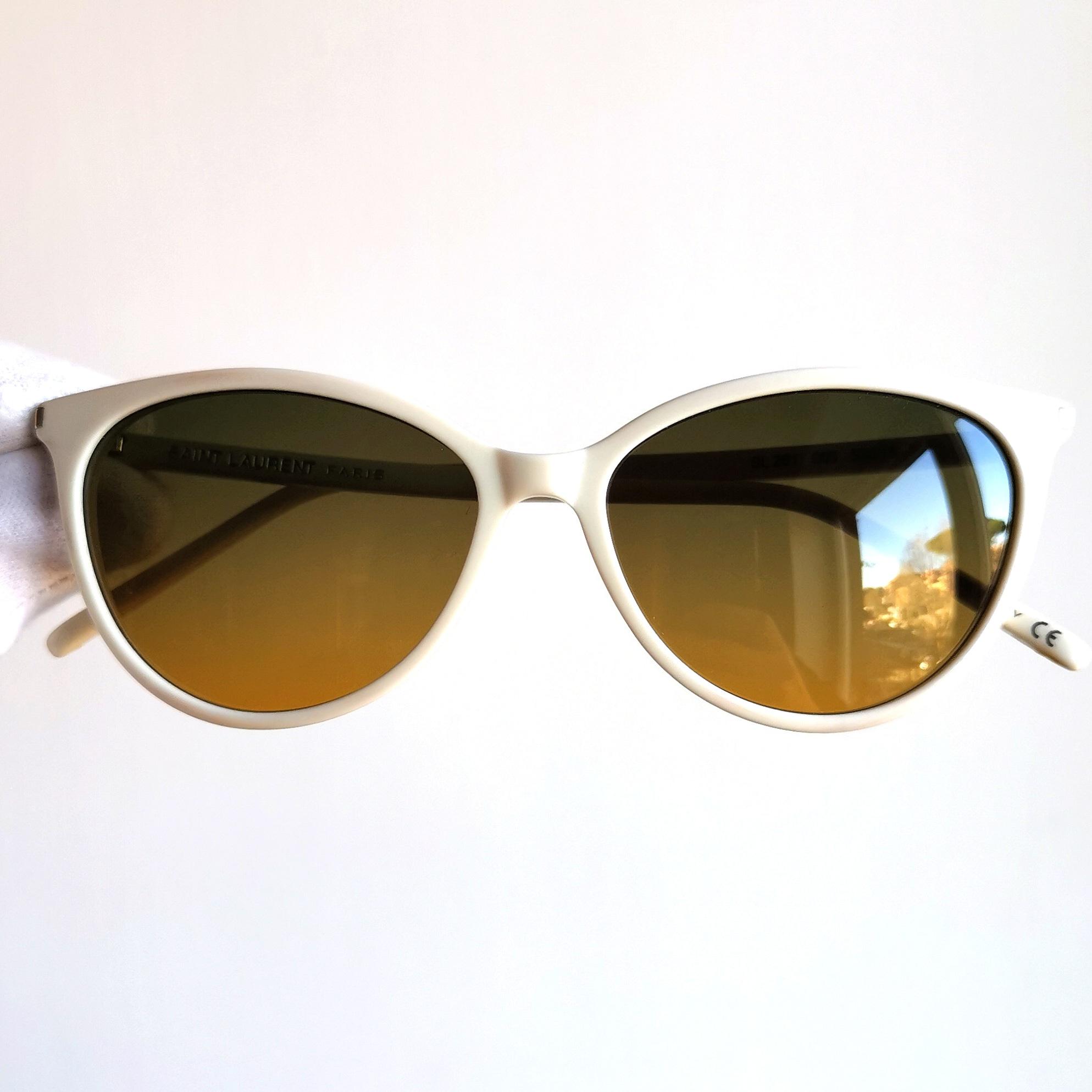 SAINT LAURENT Sunglasses Ysl Cateye White SL261 Vintage 