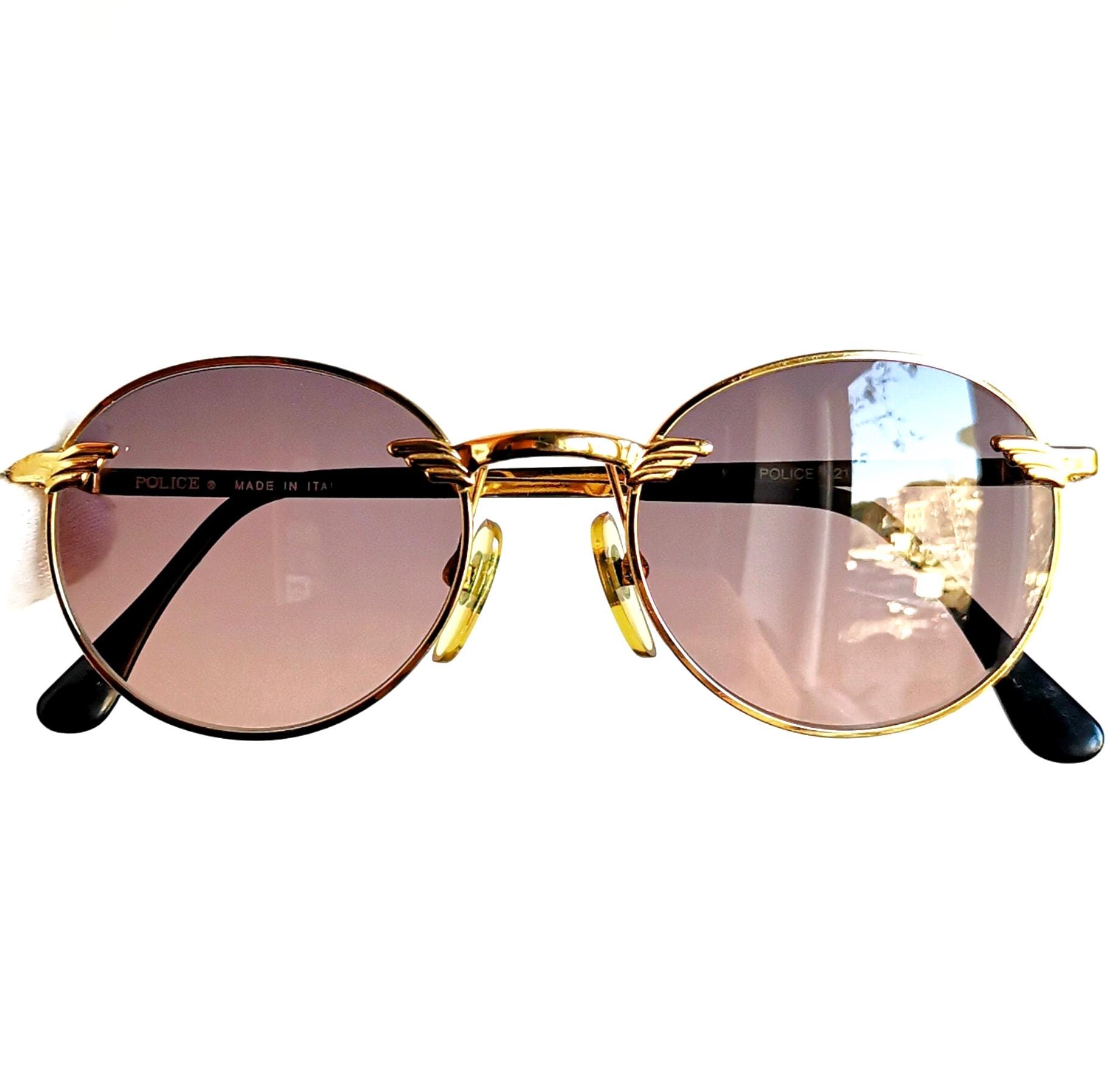 POLICE Vintage Sunglasses Round Gold Frame Steampunk Wings  display picture 2