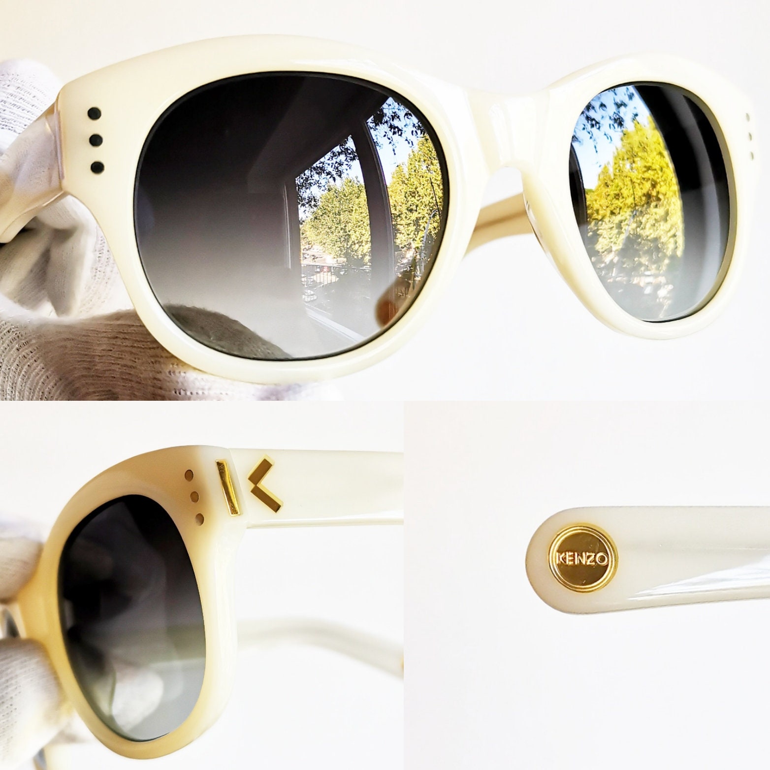 Kenzo White and Gold Sunglasses Kenzo Eyewear Men main image 3