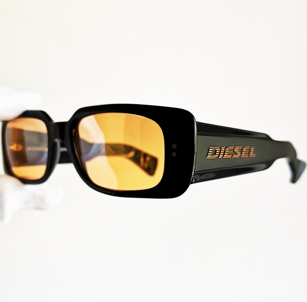 DIESEL vintage sunglasses rare oval squared black new orange Etsy 日本