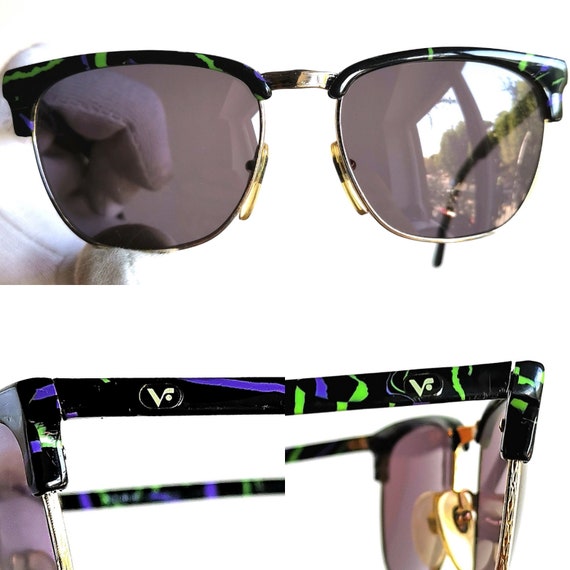VOGUE vintage sunglasses black purple green gold … - image 2