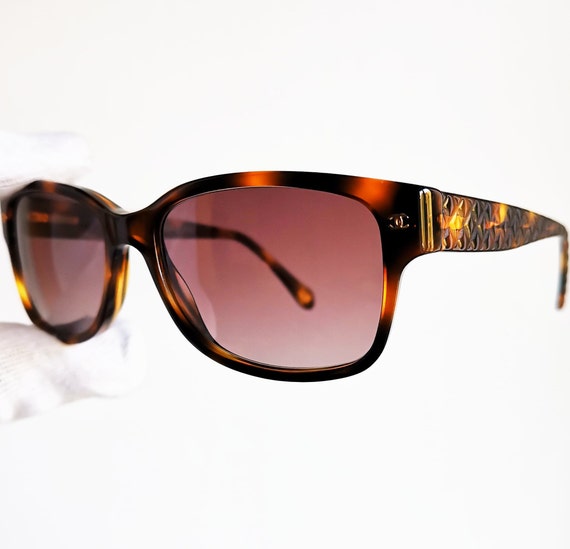 Vintage 90s Chanel Black Rhinestones Oval Frames Sunglasses