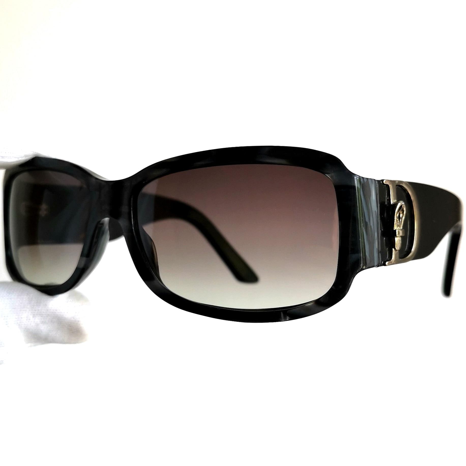 DIOR Vintage Sunglasses Gray Black Silver Belt Square Christian