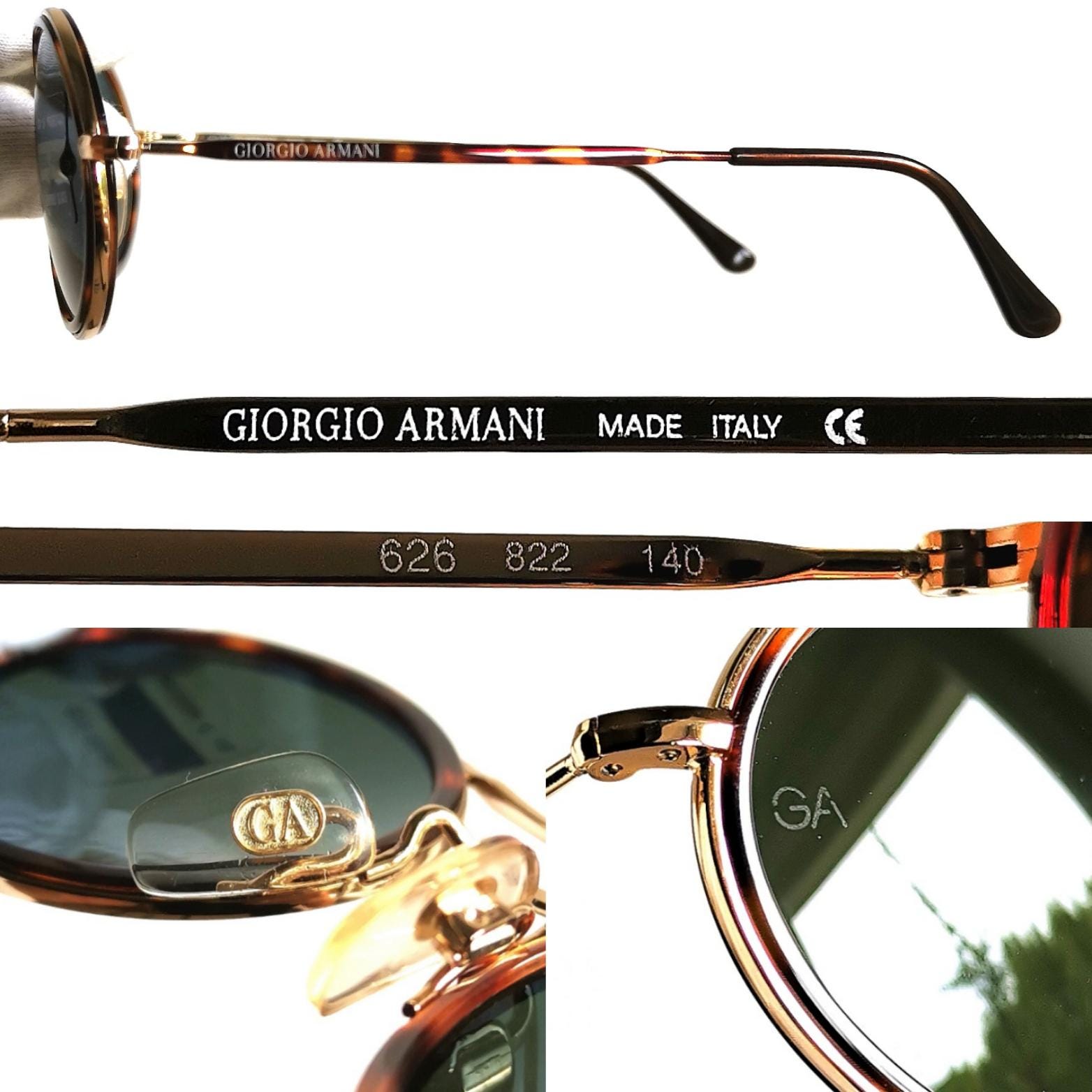 ARMANI Vintage Sunglasses Brown Gold 626 822 Frame Emporio Giorgio