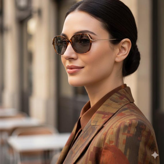 DIOR Vintage Sunglasses Tortoise Brown Gold Square Cateye