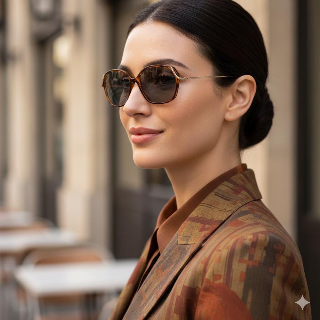 DIOR Vintage Sunglasses Tortoise Brown Gold Square Cateye
