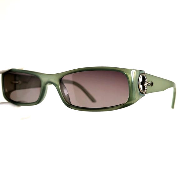 GUCCI Sunglasses Vintage Green White Rhinestones 2584 
